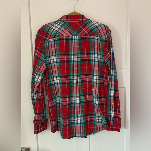 Lands’ End Pretty Plaid Brushed Flannel Shirt Women’s 14 T Excellent Condition - Picture 3 of 3